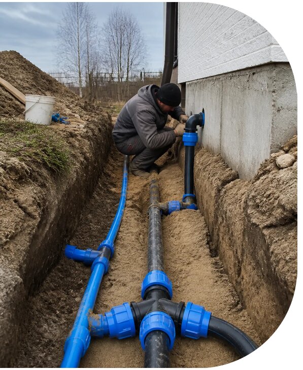 Монтаж наружного водопровода на участке под ключ в Нижнем Тагиле