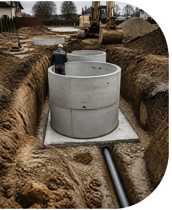 Монтаж бетонного септика для дома под ключ в Нижнем Тагиле